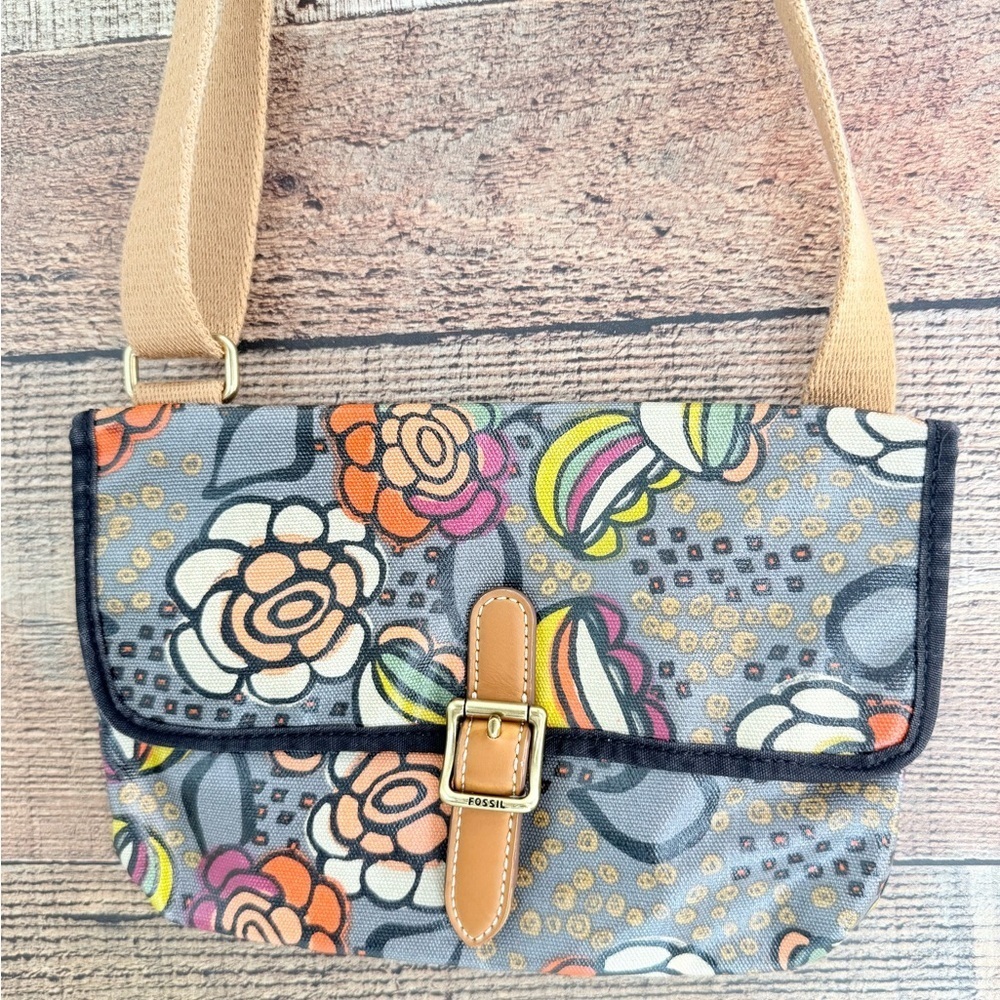 NWOT Vintage Fossil Key-per Floral Canvas Coated Fabric